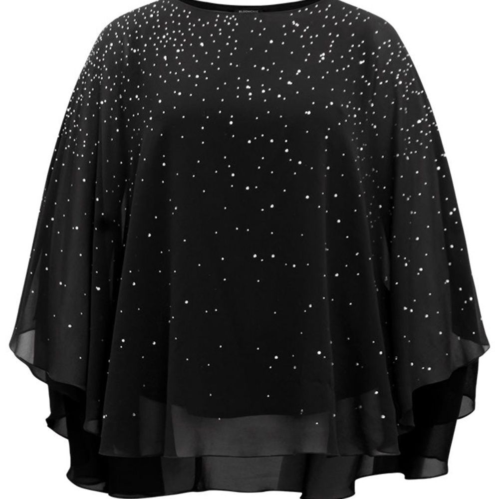 Chiffon rhinestone split dolman sleeve blouse. Bloomchic NWT